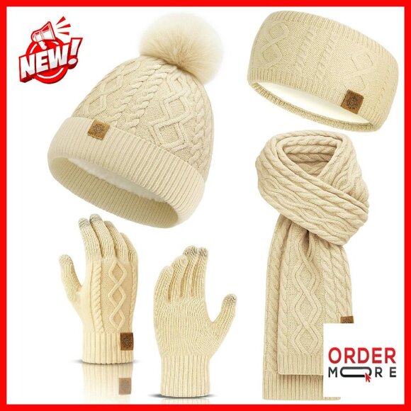 Winter Beanie Scarf Gloves Headband Set - Fleece Lined Touchscreen main image 5